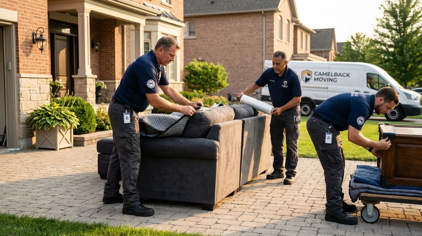 Large estate moving crew wrapping furniture in Susquehanna, PA