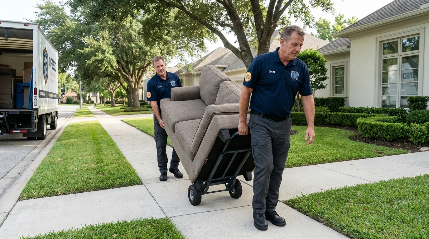 Local residential moving crew loading furniture in Susquehanna, PA