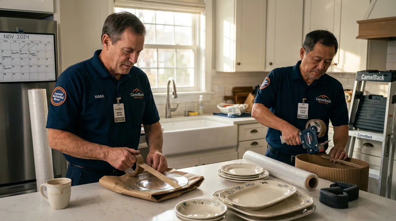 Professional crew packing kitchen dishware in Susquehanna, PA